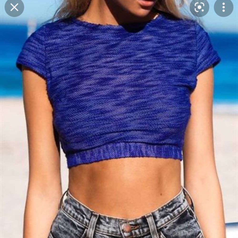 Sabo Skirt Blue Knit Crop Top